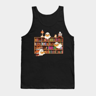 Ghost Library, Teacher Halloween Shirt, Halloween Shirt, Ghost Reading Shirt, Gift for Halloween, Spooky Season, Funny Halloween Shirt Tank Top